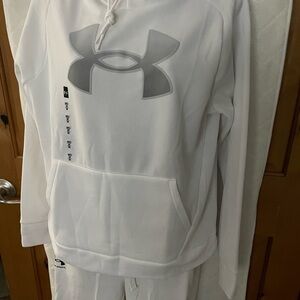 New Under Armour Women’s Classic White Pullover Hoodie Fleece lined Med